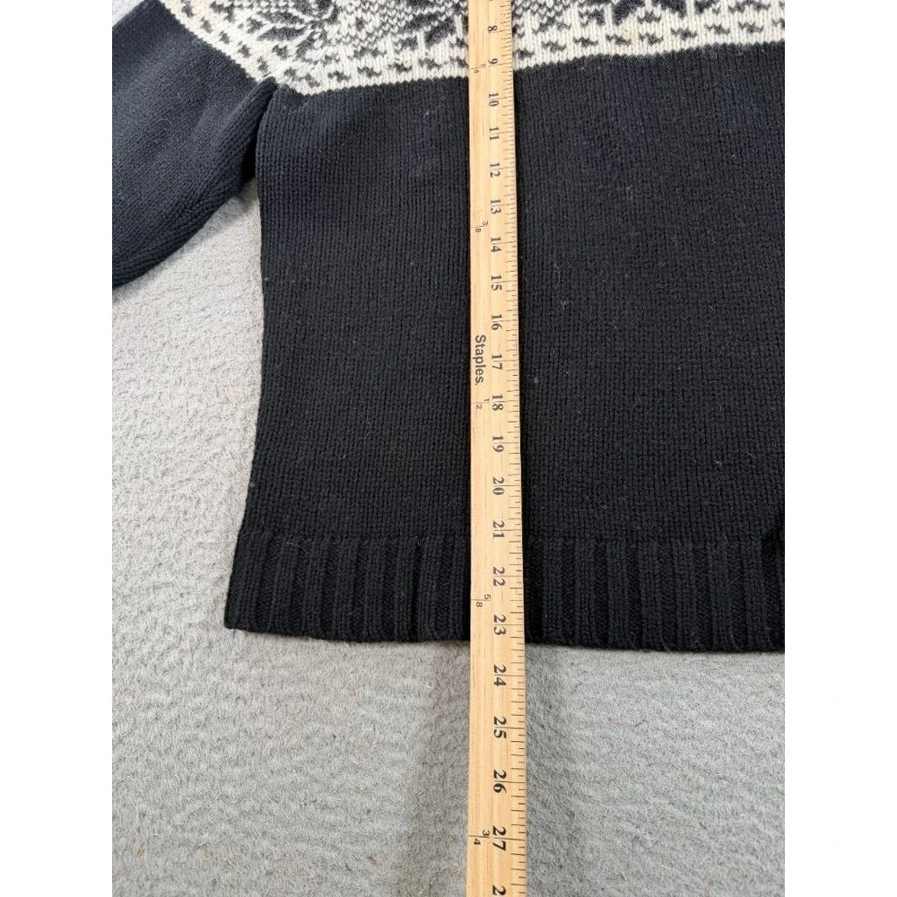 Lauren Ralph Lauren Lambswool‎ Turtleneck Sweater Womens XL Black Snowflake Fair